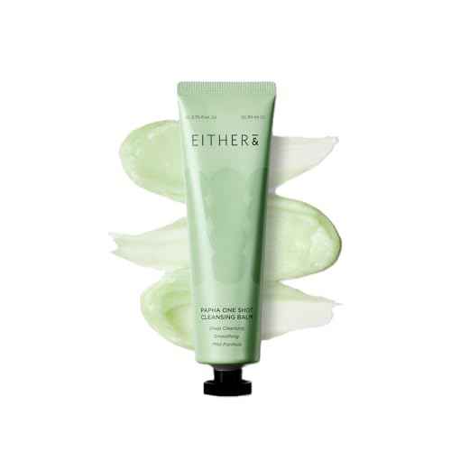 EITHER& PAPHA One Shot Cleansing Balm, Korean 2-in-1 Melting Makeup Remover & Gentle Oil-to-Milk Cleanser with Papaya Enzyme & PHA, Hydrating & Smoothing (2.70 fl. oz.)