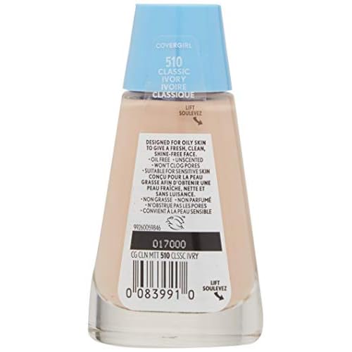 CoverGirl Clean Oil Control Liquid Makeup, Classic Ivory (W) 510, 1.0-Ounce Bottles (Pack of 2)