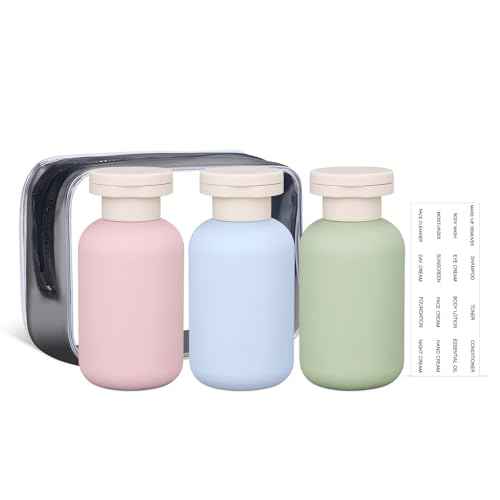 ASEVAT Leak Proof Travel Bottle with Flip Cap, Shampoo and Conditioner Bottle Set, Refillable Containers for Lotion, Cream Shampoo (Green+Blue+Pink, 3.4 Ounces)