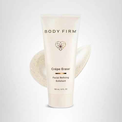 BODY FIRM Crepe Erase Refining Facial Scrub, Anti-Aging Skin Care, Exfoliating Face Wash with Gentle AHA BHA Exfoliators, Exfoliating Pre Treatment for Wrinkle & Crepe Skin, Promotes Collagen, 6 fl oz
