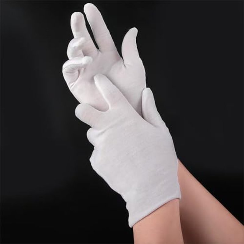 12 Pairs White Cotton Gloves for Eczema, Dry Hands & Spa