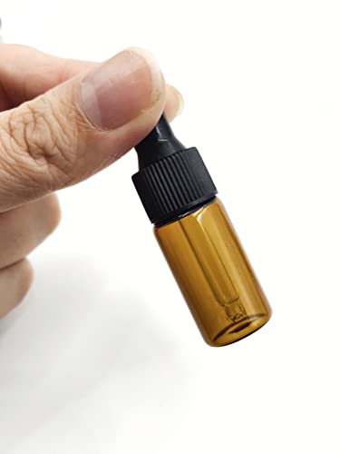 15-Pack 5ml Amber Glass Dropper Bottles for Essential Oils