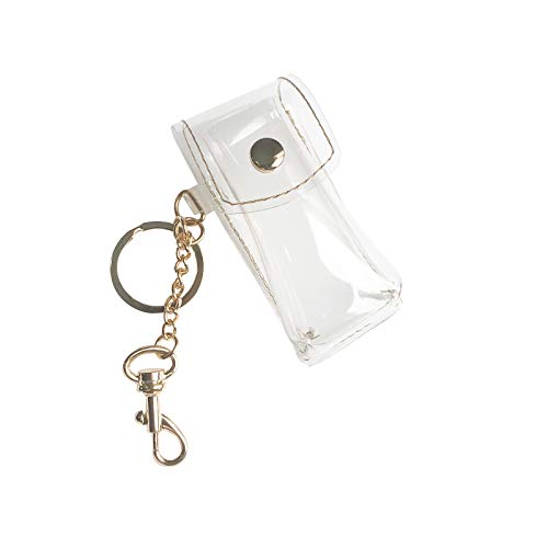 DGQ Clip-on Sleeve Chapstick Pouch Keychain Lipstick Holder 1 PC Clear Lipstick Case Holder Plastic Cosmetic Storage Kit Makeup Travel Cases Organizer Bag