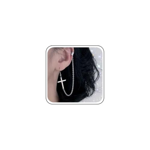 Vintage Silver Cross Chain Dangle Earrings