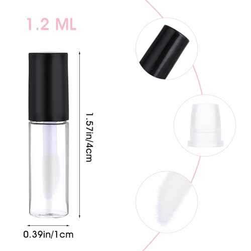 100 Pcs Mini Lip Gloss Tubes, Refillable Lip Balm Bottle Transparent Empty Containers Travel Personal Cosmetic Inserts Cosmetic Tools Mini Lipstick Containers for Women DIY Makeup