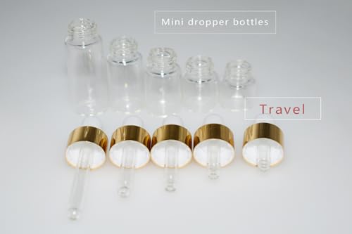 Mini Glass Dropper Bottles 1-5ml, 10 Pack Travel Essential Oil
