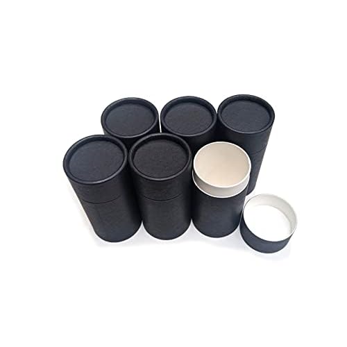 Empty Cardboard Deodorant Containers - Push-up style, top-fill, reusable and biodegradable 3.0 oz (6-Pack, Black)