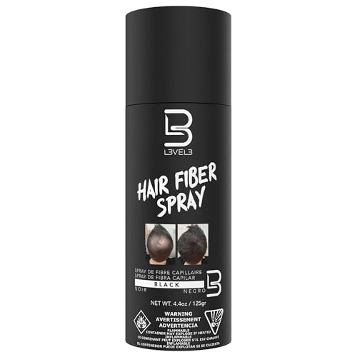 L3 Black Hair Fiber Spray - Instant Coverage for Thinning Hair