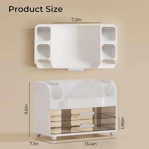 UFORU Makeup Organizer with 2 Drawers & Brush Holders