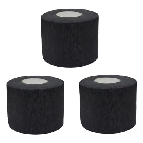Disposable Black Barber Neck Strips - 3 Rolls, Stretchable & Hygienic