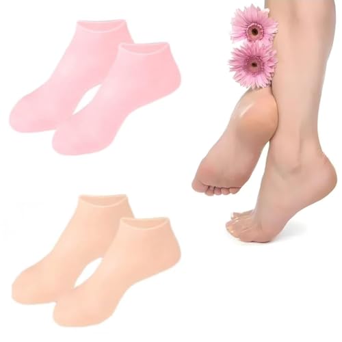 Silicone Moisturizing Socks for Dry Cracked Feet (2 Pairs)