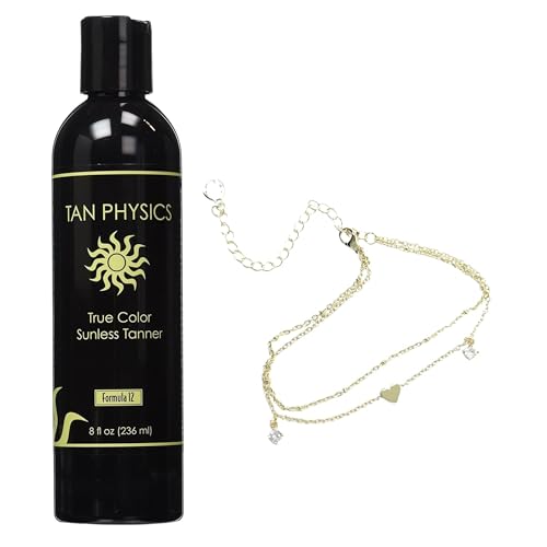 Tan Physics Sunless Tanner 8oz with Anklet ? Self Tanning Lotion ? Instant Tanning Lotion for Face & Body ? Natural Self Tanner for a Streak-Free, Long-Lasting Glow