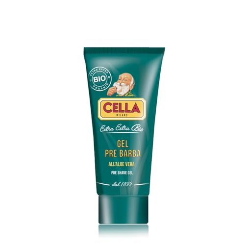 Cella Milano Organic Pre Shave Gel 75ml ? Aloe Vera Enriched Formula for Sensitive Skin and Effortless Razor Glide, Made in Italy