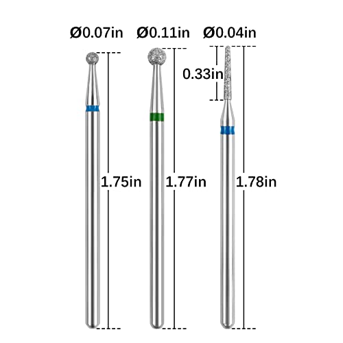 Diamond Cuticle Drill Bits Set - 3pcs for Nail Care and Pedicure - Variation 3Set-A