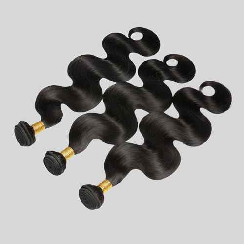Body Wave Human Hair Bundles 18 20 22 Inch Black 3 Bundles Deals for Black Women Virgin Human Hair 12A Double Weft Quick Brazilian Hair Weave