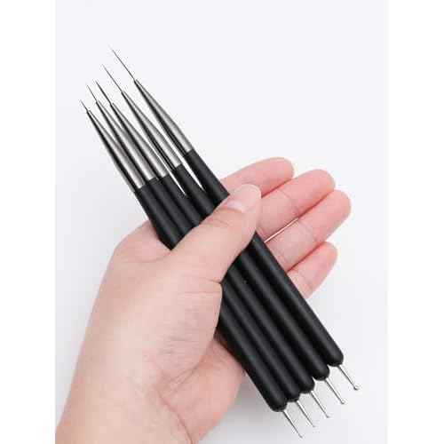 Nail Art Brushes, 5Pcs Nail Art Liner Brushes, Dotting Pen Tools, Painting Art Design Brush Set for Long Lines, Thin Details, Fine Drawing Sizes 7/9/11/15/22mm, Black
