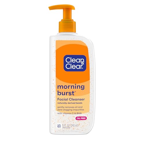 Clean & Clear Morning Burst Oil-Free Facial Cleanser with Brightening Vitamin C, Ginseng, and Gentle Daily Brightening Face Wash for All Skin Types, Hypoallergenic, 8 oz (Pack of 3)