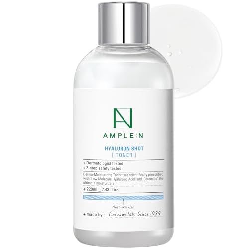 Hyaluron Shot Toner ? Korean Hyaluronic Acid and Ceramide Hydrating Face Toner - Moisturizing Essence for Minimizing Wrinkles ? Dewy Healthy Glow Skin Booster for Dry and Sensitive Skin, 7.43 fl.oz.