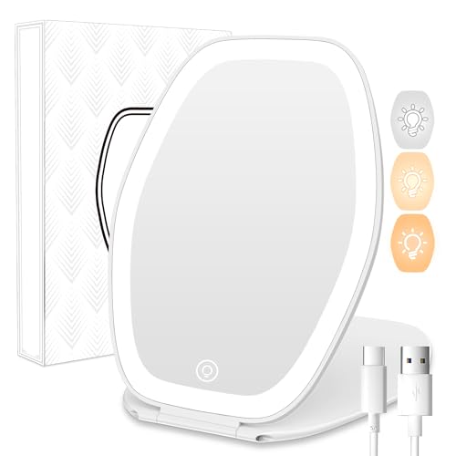 COSYGLOW Portable Makeup Mirror with Light, Hexagon LED Vanity