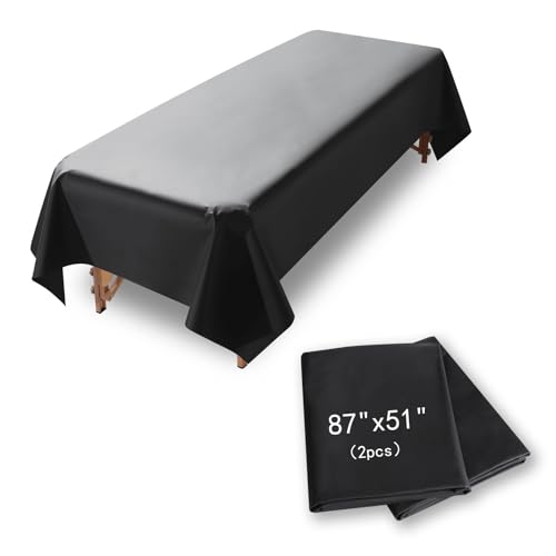 Reusable Massage Table Sheets, 87" x 51" Waterproof Massage Bed Cover PVC Wax Mat Pad Esthetician Bed Covers for Therapy Tattoo Beauty Salon SPA (Black 2pcs)