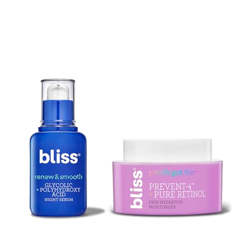 Bliss Renew & Smooth Night Serum- AHA Glycolic + Polyhydroxy Acid + Youth Got This and Pure Retinol Deep Hydration Moisturiser