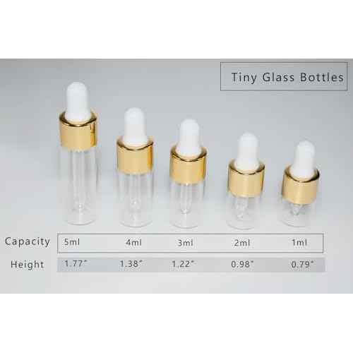 Small Dropper Bottle, 10pcs 1ml Mini Sample Dropper Bottles Mini Makeup Containers for Travel Liquids Tiny Glass