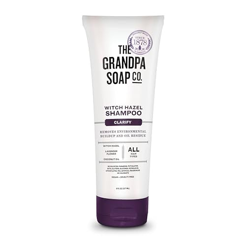 The Grandpa Soap Company Clarifying Witch Hazel Shampoo - Removes Buildup, With Witch Hazel & Lavender Flower, For All Hair Types, Vegan, Sulfates and Parabens Free, 8 Fl Oz