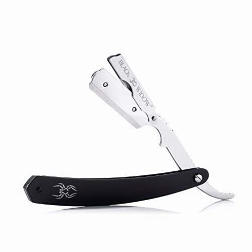 Black Widow Professional Straight Edge Razor Kit with 10 Blades ? Stainless Steel Barber Razor for Men¡¯s Shaving, Classic Barbero Shaver for Smooth, Precise, and Comfortable Shaves