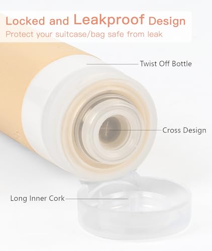 Quatish Leak Proof Travel Bottles - 3 oz TSA Approved Containers, 4 Pack