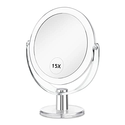 Double Sided Makeup Mirror with 1X/15X Magnification