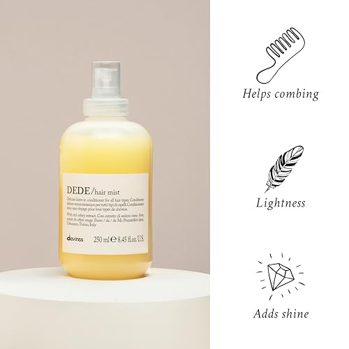 Davines DEDE Hair Mist, Lightweight Leave-In Milk Conditioner for All Hair Types - Frequent Use Spray to Detangle, Moisturize, and Remineralize with Red Celery Extract, Weightless, 8.45 Fl Oz