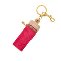 Cockatoo Nappa Leaeher Zipper Lipstick Case with Keyring Chapstick Holder Keychain
