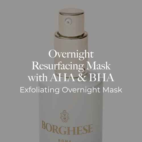 Borghese Overnight Resurfacing Mask With AHA & BHA - Leave-On Exfoliating Mask with Glycolic Acid, Lactic Acid, & Hyaluronic Acid, For All Skin Types