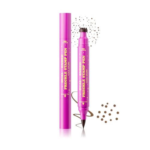 COOL STORY Freckle Stamp Pen 2-in-1 Waterproof Face Makeup Tool, Caramel Brown