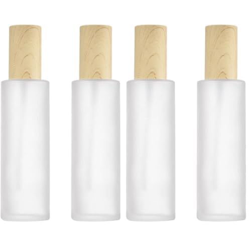 2Pcs 120ml 4oz Empty Refillable Frosted Glass Cosmetic Cream Lotion Bottle Pump Bottles Container Vial Jar Pot With Plastic Lid For Emulsion Essence Liquid (Pack of 2)