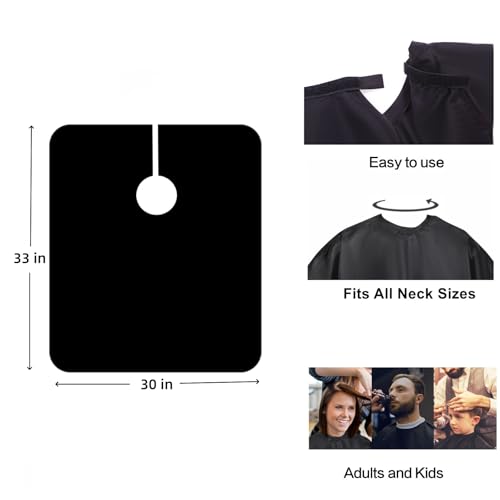 Short Barber Cape Salon Apron for Hair Cutting Dye Coloring - Black - 1