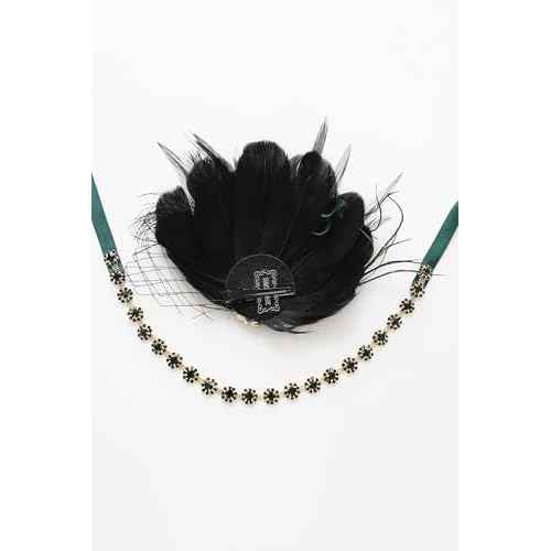BABEYOND Flapper Headpiece for Women - 1920s Headband Roaring 20s Great Gatsby Accessories Rhinestone Feather Hair Clip