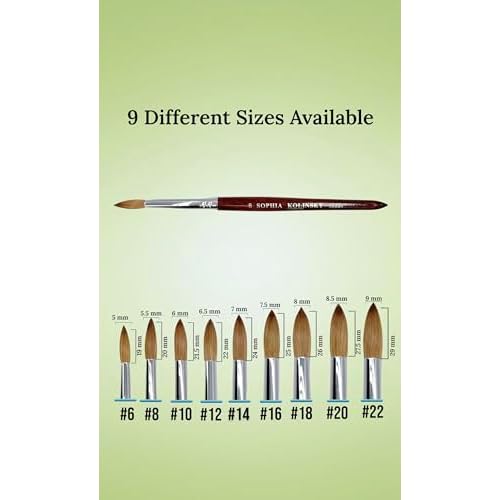 Acrylic Nail Brush Pure Kolinsky Hair Round Shape Redwood handle Size #6 to #22 Pick Your Size (SIZE #14)