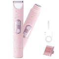 Glowlyns Bikini Trimmer for Women with Built-in Mirror - Dual Head Electric Razor Pink