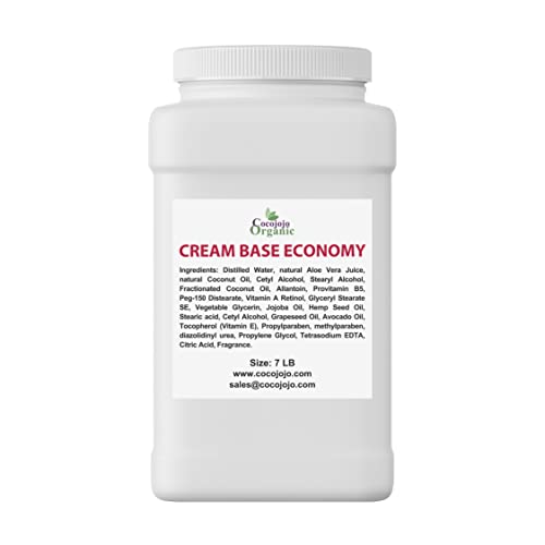 cocojojo Cream Base Economy - DIY Base Cream for Custom Formulas Skin Care, Made with Vitamins & Cosmetic Grade Oils - Vegan, Gentle and Hydrating Bulk 7 LB