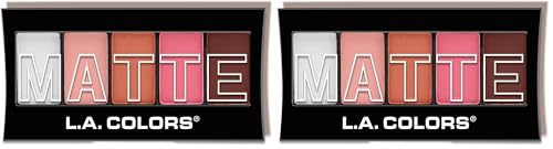 L.A. COLORS 5 Color Matte Eyeshadow Palette, Pink Chiffon (Pack of 2)