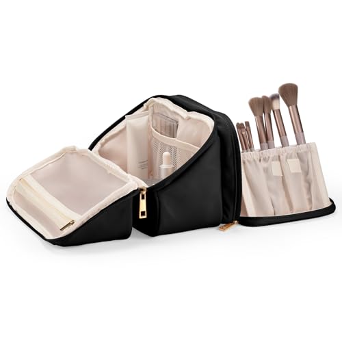 HauteHues Travel Makeup Bag - Large Capacity Cosmetic Organizer, Waterproof & Wide-Open Design