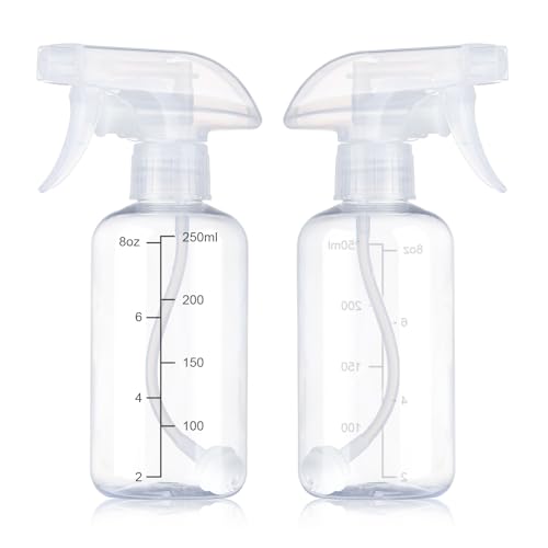 Gungtien Clear 10oz Spray Bottles 2-Pack, 360° Upside-Down Mist for Cleaning & Gardening
