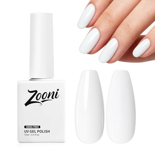 Zooni Hema-Free White Gel Nail Polish Z002N 12ML - Long Lasting, High Gloss
