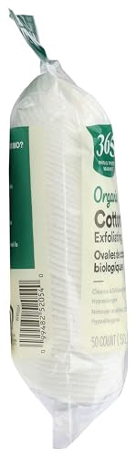 365 by Whole Foods Market Organic Cotton Exfoliating Facial Pads - 50 Count