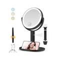 Magnifying Mirror with Light 20X, Height-Adjustable Lighted Makeup Mirror with Magnification, Double-Sided Aluminum Alloy LED Mirrors, 3 Lighting Modes Ideal for Bathroom Make-up, Gold