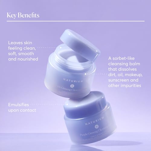 Naturium Purple Ginseng Cleansing Balm 3 oz - Plant-Based Face Wash, Vegan & Cruelty-Free