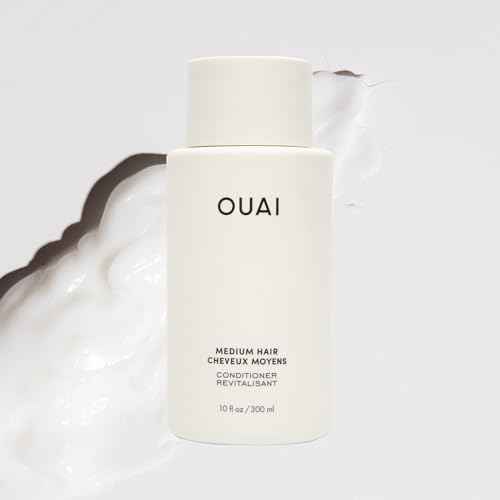 OUAI Medium Conditioner Travel Size - Hydrating Hair Conditioner with Coconut Oil, Babassu Oil, and Keratin - Strengthens, Repairs and Adds Shine - Paraben and Phthalate Free Hair Care Products (3 Oz)