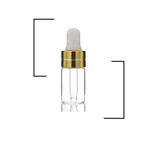 24PCS 3ML/0.1oz Empty Refillable Mini Clear Glass Essential/Massage Oil Dropper Bottles Cosmetic Makeup Perfume Sample Travel Packing Vial Jars Pot With Glass Eye Dropper And White Rubber Head