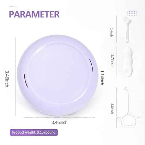 Retainer Case with Mirror,Slim Aligner Case with Vent Holes,Cute Dental Brace Box with Retainer Removal Tool and Brush (Purple Pink)